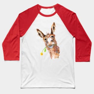 Cute Donkey with Flower Baseball T-Shirt